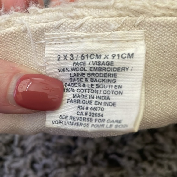 Pottery Barn Home Goods Wool Hand Embroidered Wall Piece Rug side table topper - Picture 15 of 16